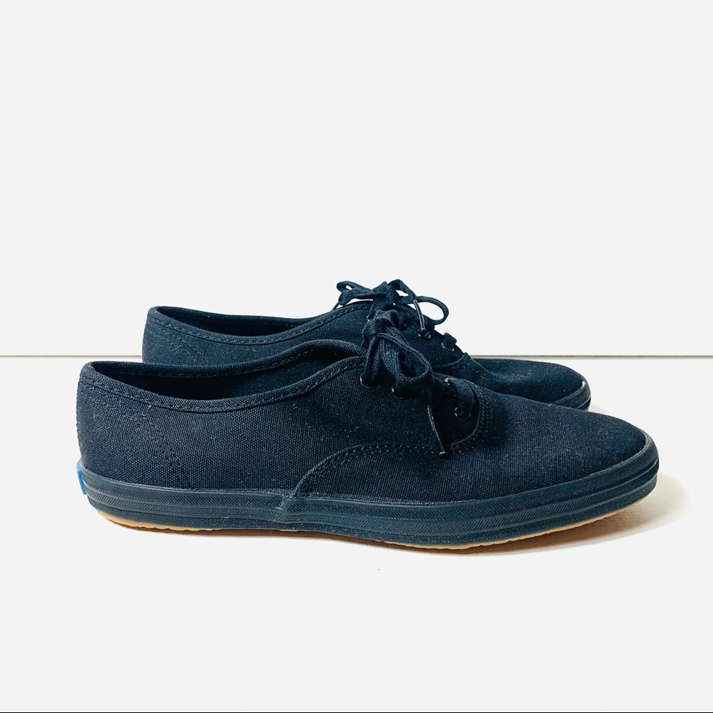 Keds Canvas Sneakers Lace Up Black Womens Size 7.5